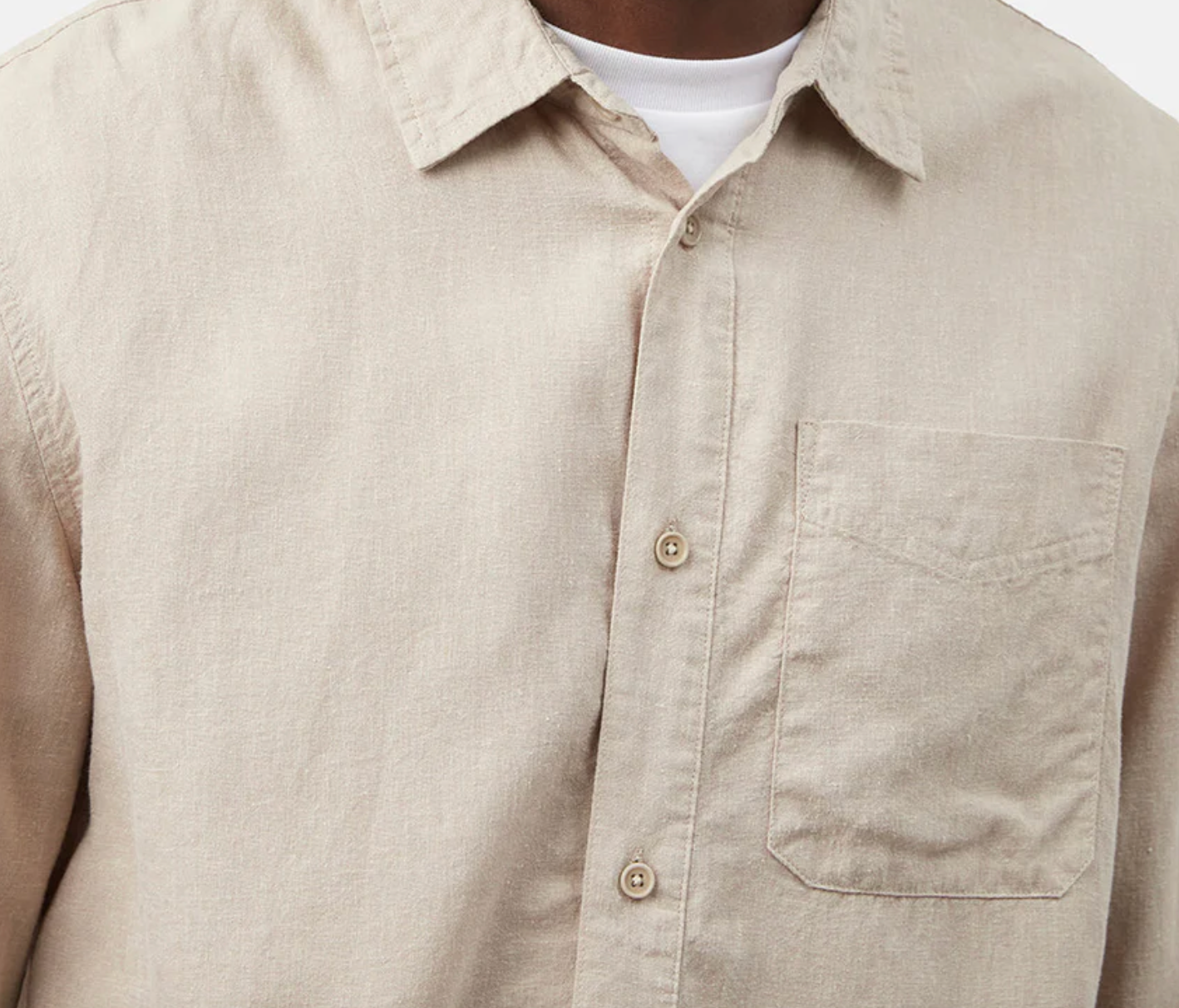 Hemp Button Front Shirt - OATMEAL
