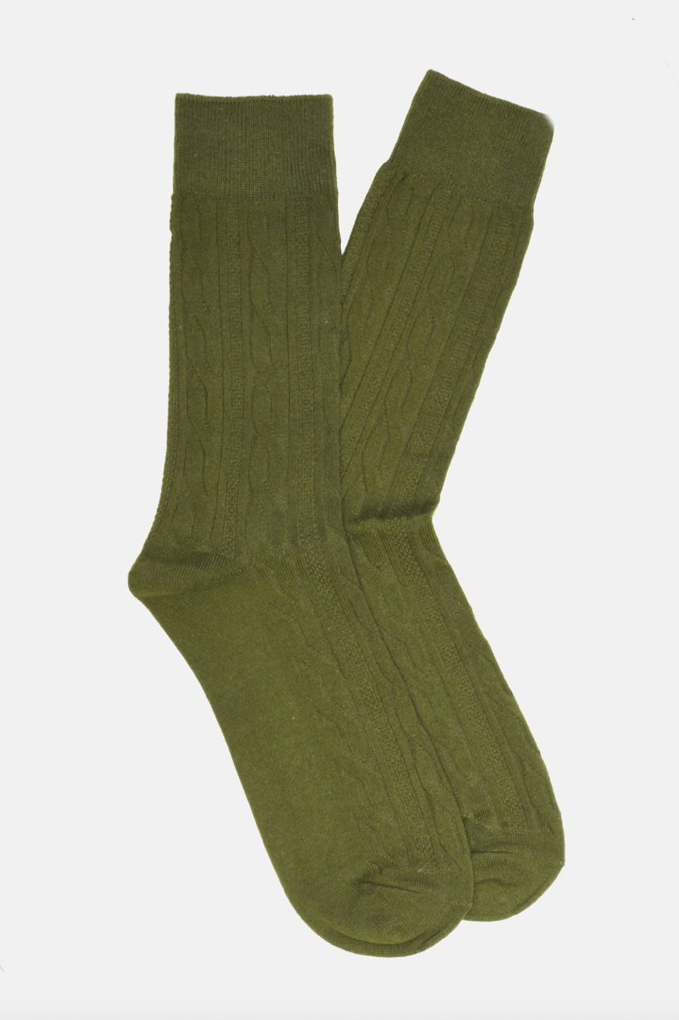 Cable Knit Socks - OLIVE