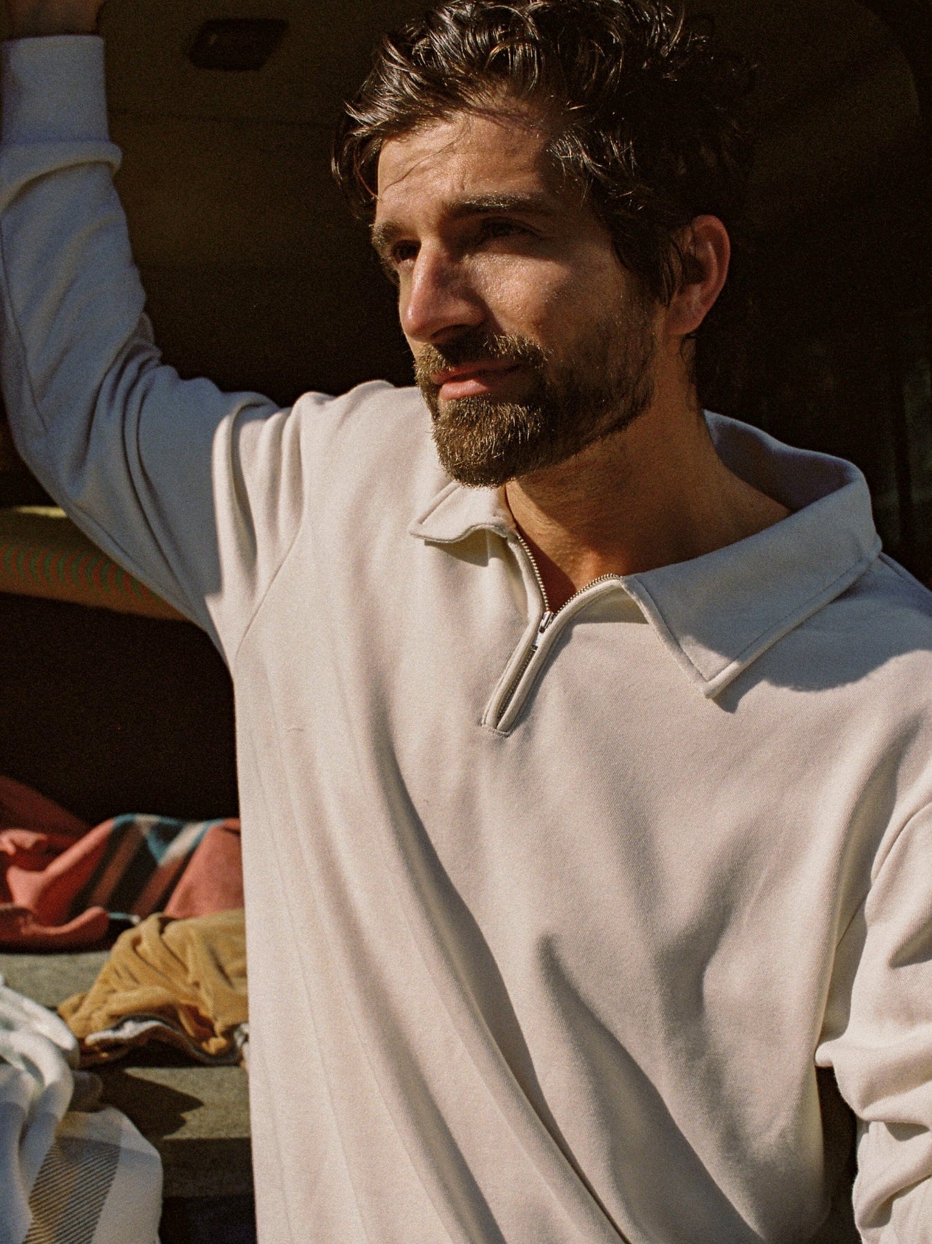 Oskar Quarter-Zip Terry Fleece - NATURAL